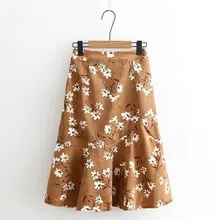 Women Autumn Winter New Print Casual Skirt Female 2017 Slim-type Blended High Quality A-Line Fashion Loose Elastic Waist Skirt