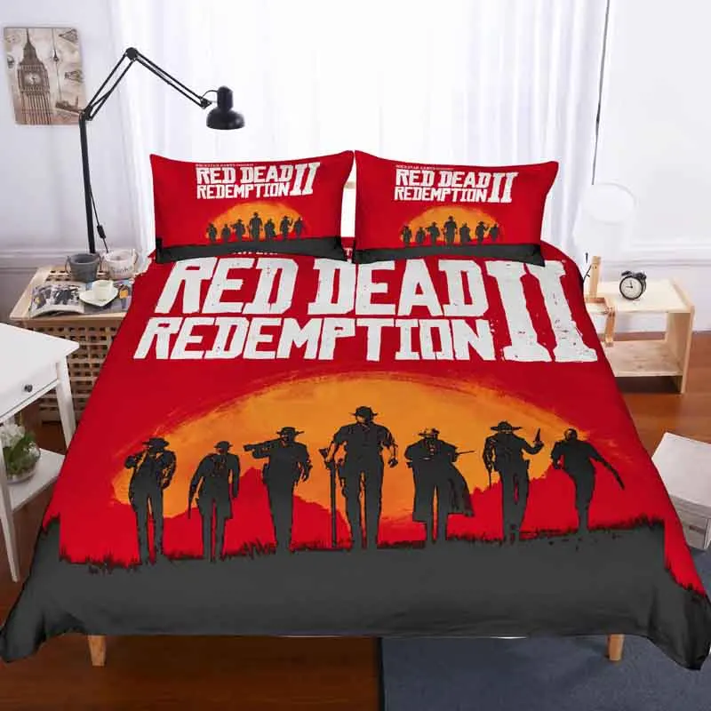 Red Dead: Redemp 3D комплект постельного белья Детская комната Декор пододеяльник наволочки ведущая Игра Red Dead: Redemp постельное белье - Цвет: 1