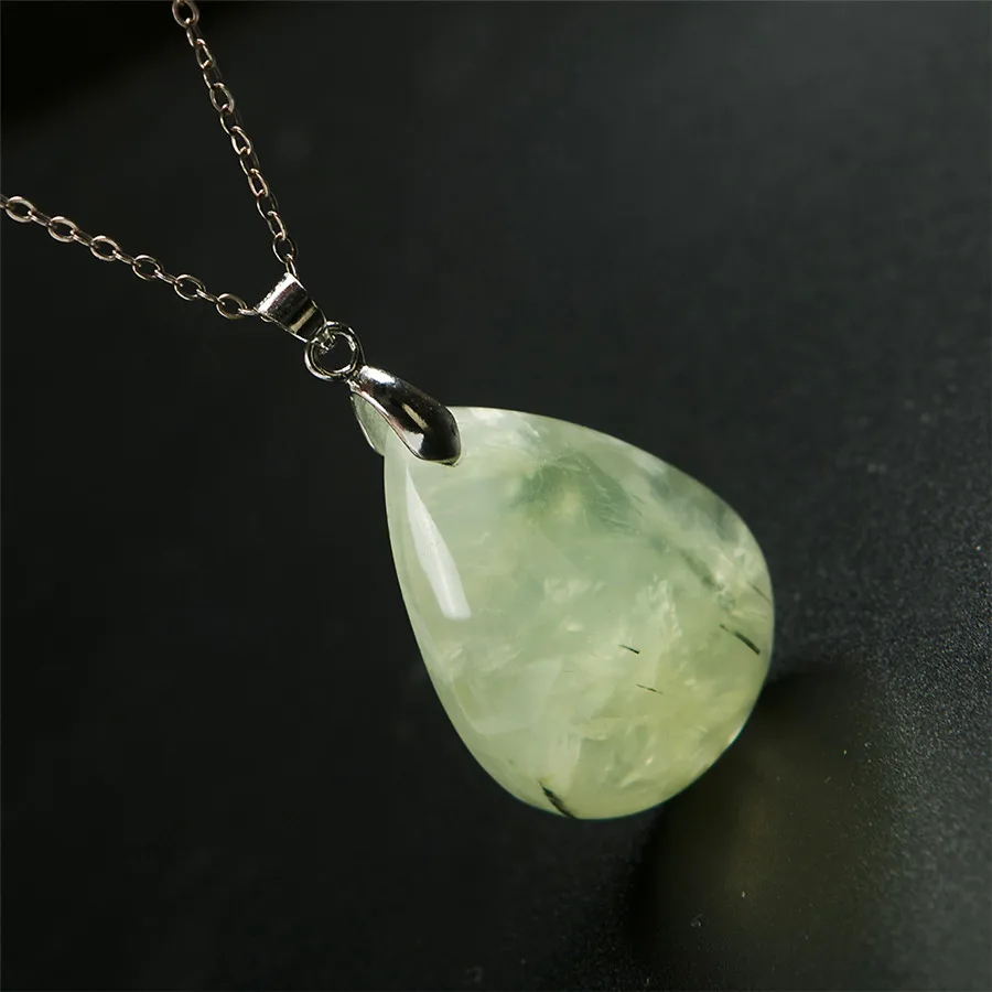 

Genuine Natural Green Crystal Women Necklace Bead Nice Pendant 34*25*13mm
