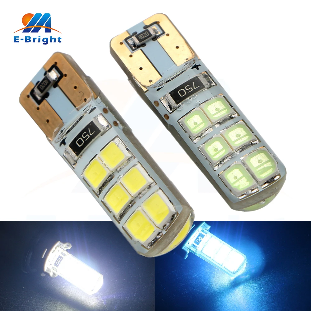 

20/100pcs 12V T10 Canbus 2835 12 SMD LED Bulbs Silica Car Door Instrument Reading Clearance Lights White Ice Blue Free Shipping