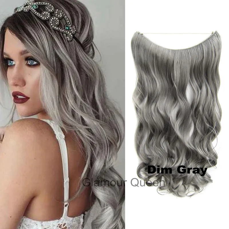 24/60cm 100g,32 colors,No Clips,Wavy Curly Flip on Hair Extension Secret Miracle Hair Wire Synthetic Hair Extension For Women