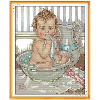 

A Shower Baby Counted Cross Stitch 11CT 14CT Cross Stitch Set Cross-stitch Kits Embroidery Needlework