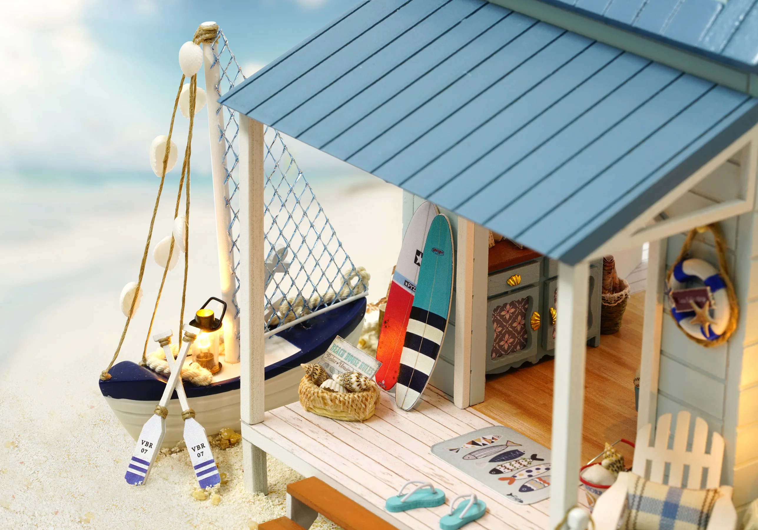 Милый кукольный дом Миниатюрный Кукольный Домик DIY с мебели 3D деревянный дом игрушки ручной работы подарки Caribbean Sea A037# E