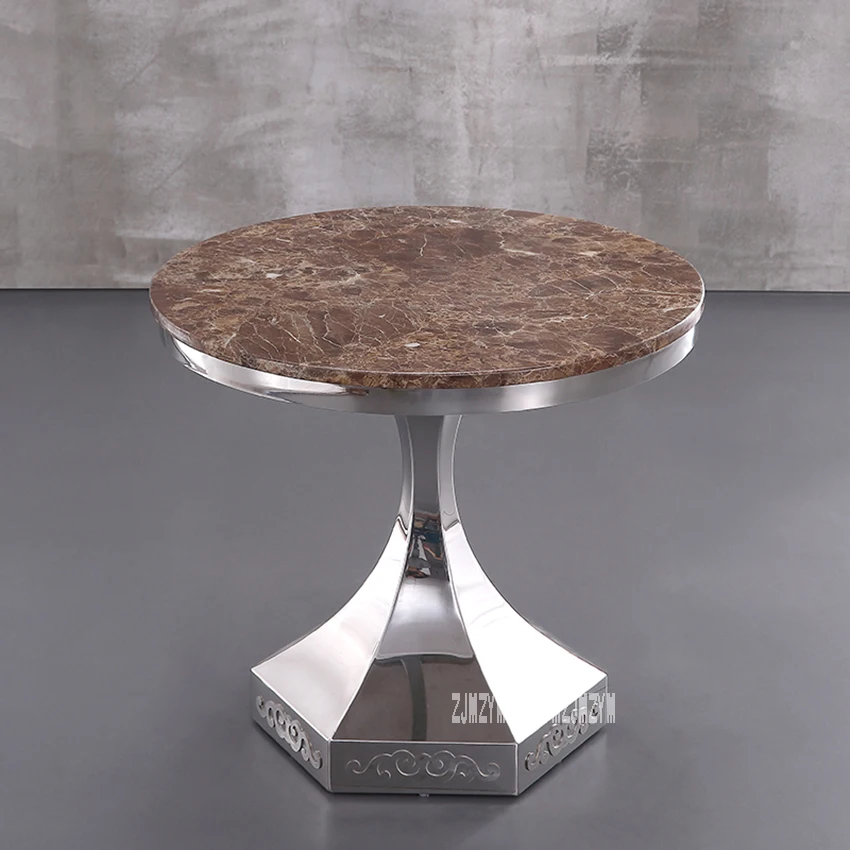 Высокий 60 см современный мраморный журнальный столик для гостиной, обеденный чайный столик, Круглый Декоративный стол из нержавеющей стали и металла