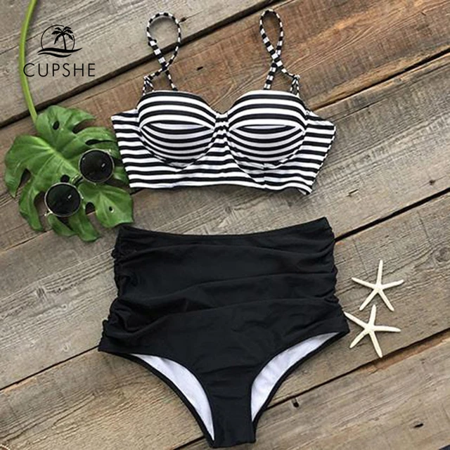 Best Price CUPSHE All About U Stripe High-waisted Bikini Set Women Push Up Two Pieces Swimwear 2018 New Beach Bathing Suit Swimsuits Best Price CUPSHE All About U Stripe High-waisted Bikini Set Women Push Up Two Pieces Swimwear 2018 New Beach Bathing Suit Swimsuits