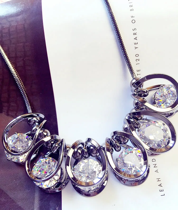 BYSPT женское ожерелье с подвеской Европейское короткое преувеличенное хрустальное ожерелье цепочка воротник короткое ожерелье