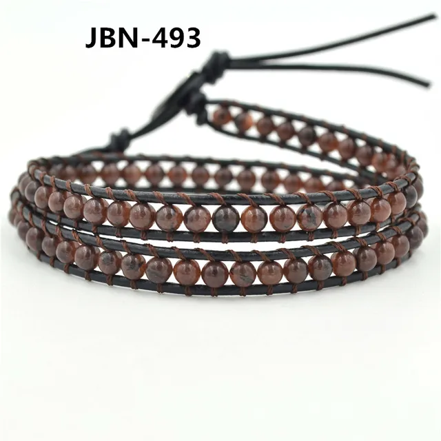 Charm Bracelets Leather Band Handmade Brown Beads Double Charm Bracelets Leather Band Handmade Brown Beads Double Genuine Bracelet Jbn 493
