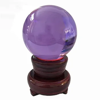 

60mm Fengshui Ball Lilac Crystal Glass Sphere with Free Wooden Stand Decorative Crystal Round Ball for Table Home Wedding Decor