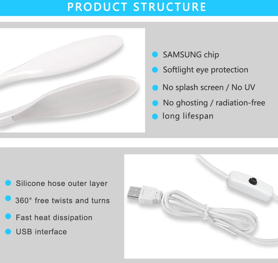 5V USB LED Table Lamp Children Eye Protection Study Reading Night Light With Clip (11)