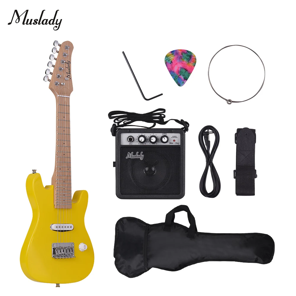Muslady 28 дюймов ST набор электрических гитар клен шеи с усилителем Гитарный Мешок ремень палочки струны аудио кабель правшей стиль