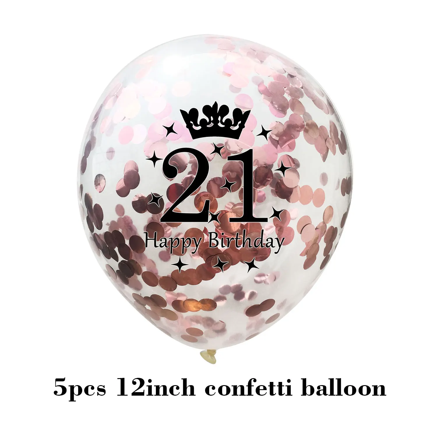 Happy Birthday Confetti Balloon Number Balloon Adult Birthday Cake Topper Gift Sticker For 16 18 21 30 40 50 60 Years Decoration - Цвет: 21 rose gold balloon