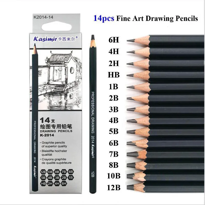 14 шт./компл. набор карандашей для рисования деревянные товары для профессионального искусства твердый/средний/мягкий эскиз Угольные карандаши художественная живопись канцелярские принадлежности