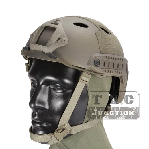 

Emerson Tactical Airsoft Fast Bump PJ Helmet Advanced Adjustment Combat Lightweight Modular OPS Helmet w/ NVG Shroud + Side Rail