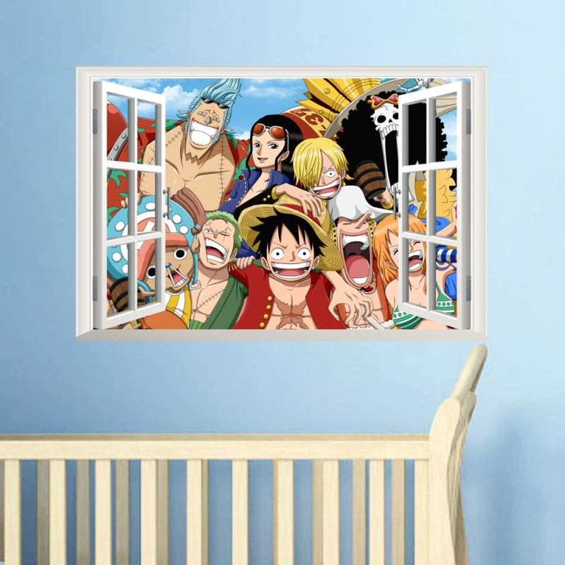 70*50 см Φ Pop One Piece Monkey D. Luffy аниме наклейка соломенная шляпа Пираты 3D визуальный