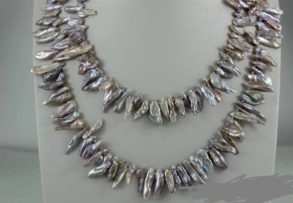 

FREE SHIPPING>>>@@ > N1566 Natural purple keshi reborn pearl chain necklace