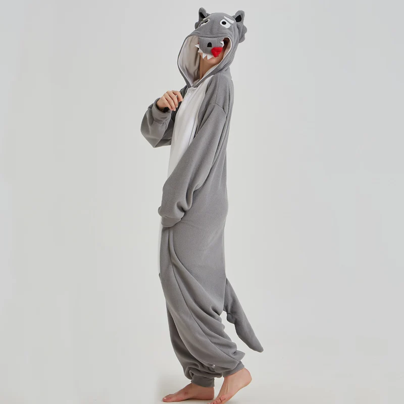 Fancy Grey Wolf Kigurumi Pajama Animal Adult Onesies For Women Pyjamas One-Piece Sleepwear Pyjamas Halloween Christmas Party (8)