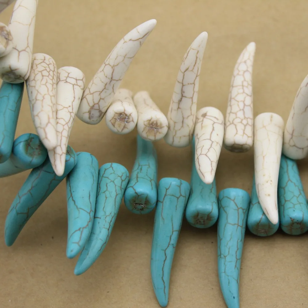 20 шт./упак. 1 см * 3 8 Tusk слоновая кость свободный синий белый бисер для изготовления