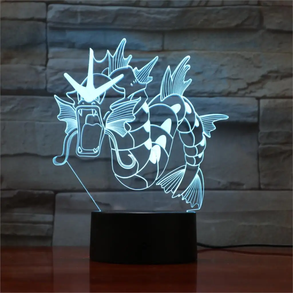 3D лампа Pokemon Gyarados 7 цветов Светодиодные ночные лампы для детей сенсорные