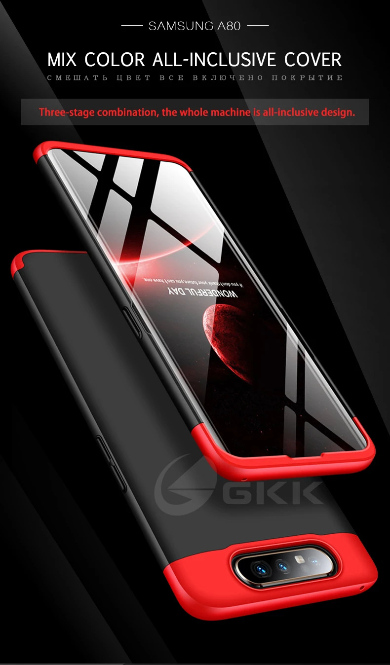 GKK 3 в 1 чехол для samsung Galaxy A80 360 полная защита антидетонационный Матовый Жесткий PC чехол для samsung A80 чехол Coque