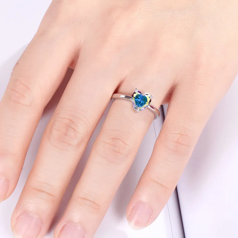 European Women Jewelry Heart-shaped Zircon Engagement Rings Fashion Wedding Rings for Loves Romantic Couple Promise Jewelry Anel