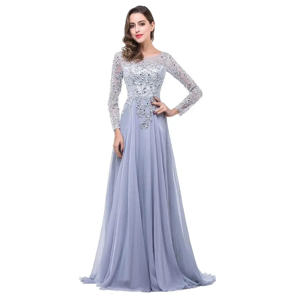 Aliexpress.com : Buy Elegant Boat Neck Long Sleeve Evening Dresses 2016 ...