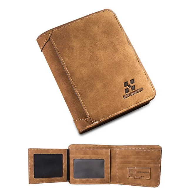 Men Wallets Famous Brand PU Leather Wallet Men Card Holder With Photo Pocket Short Vintage Design Wallet Purse For Male SIM card