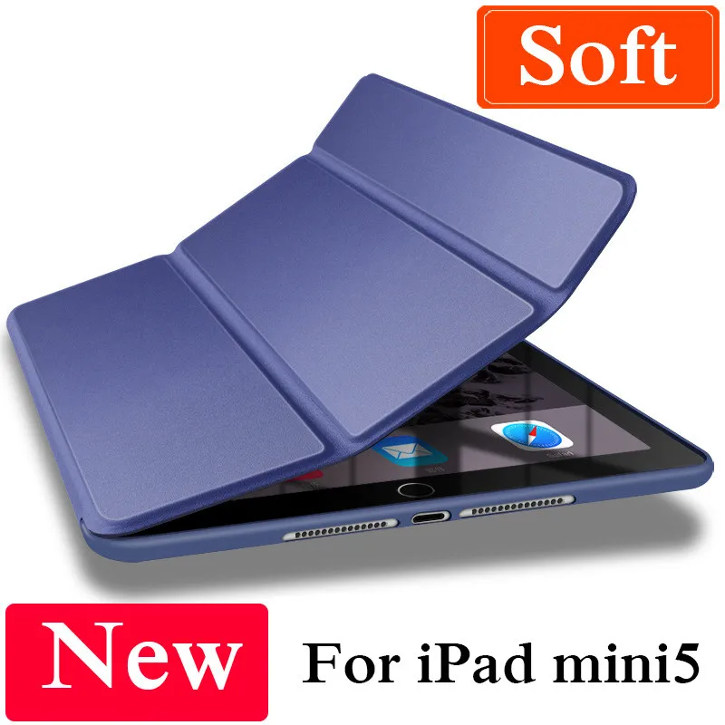 

7.9 inch Case for iPad Mini 4 5 Case PU Leather Silicone Soft Back Trifold Stand Auto Sleep Smart Cover for iPad Mini 2019
