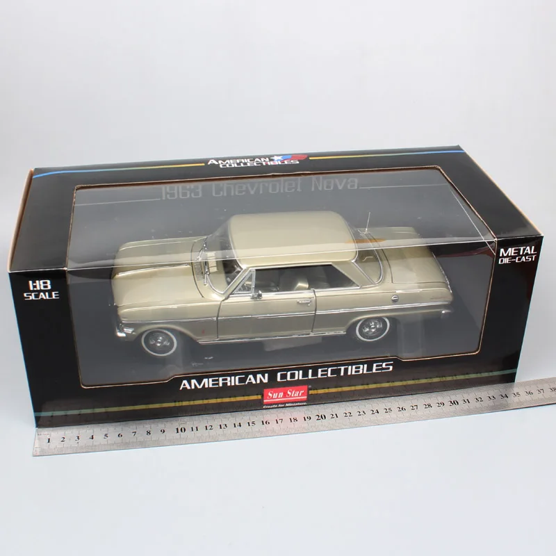 Детские 1:18 масштабные большие винтажные Sunstar 1963 Chevrolet Chevy II Nova coupe Diecasts& Toy Vehicles модели автомобилей игрушки для коллекции