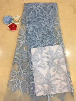 

Yellow PROMOTION !2019 High quality nigerian french lace african lace fabric for party dress ,Africa lace fabric Black White