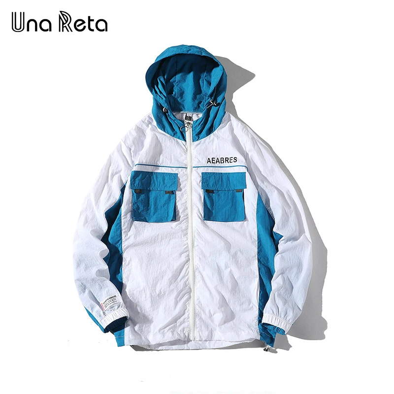 

Una Reta Man Jacket New Streetwear Patchwork Thin Jacket Tracksuit Casual Men's Coat Hip Hop Plus Size Loose Lover Coat