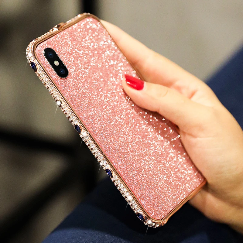 Роскошный Блестящий Алмазный бампер для Iphone XS XR XSMAX 8 7 6 6s plus Модный чехол с