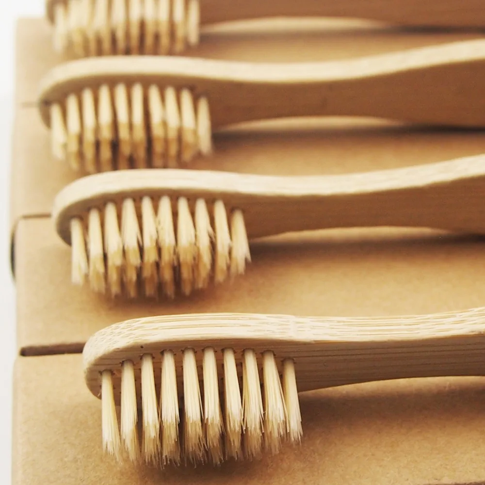 100 Pieces Beige Extra White Bamboo Toothbrush Wood toothbrush Novelty