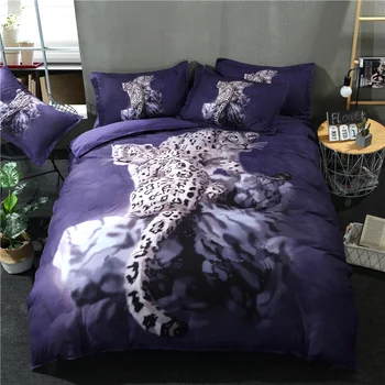 

3d sexy leopard bedding sets purple girls boys 3/4pc bedspreads king queen full twin sizes quilt covers animal luxury bed linens