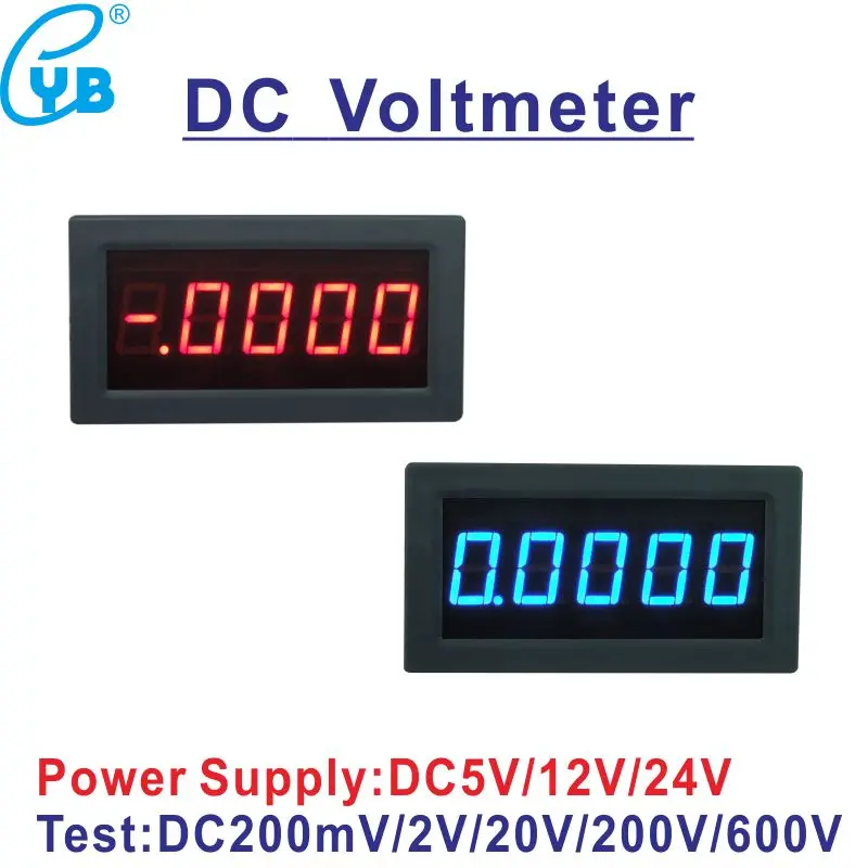 

YB5145B LED Digital DC Voltmeter 4 1/2 Voltage Meter Volt Tester DC 200mV 2V 20V 100V 200V 300V 500V 600V 4.5 Volt Panel Meter