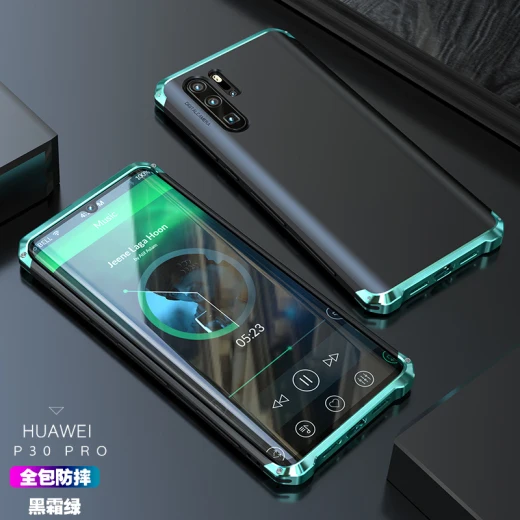 Высококлассный противоударный чехол для huawei P30PRO с металлической рамкой из поликарбоната, бампер из алюминиевого сплава P30 Pro, Текстурированный чехол - Цвет: P30 PRO Black Green