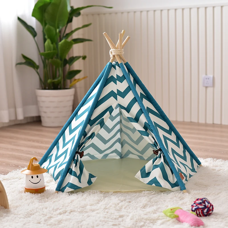 

Turquoise Zigzag Canvas Dog Teepee Dog Tent Dog Bed