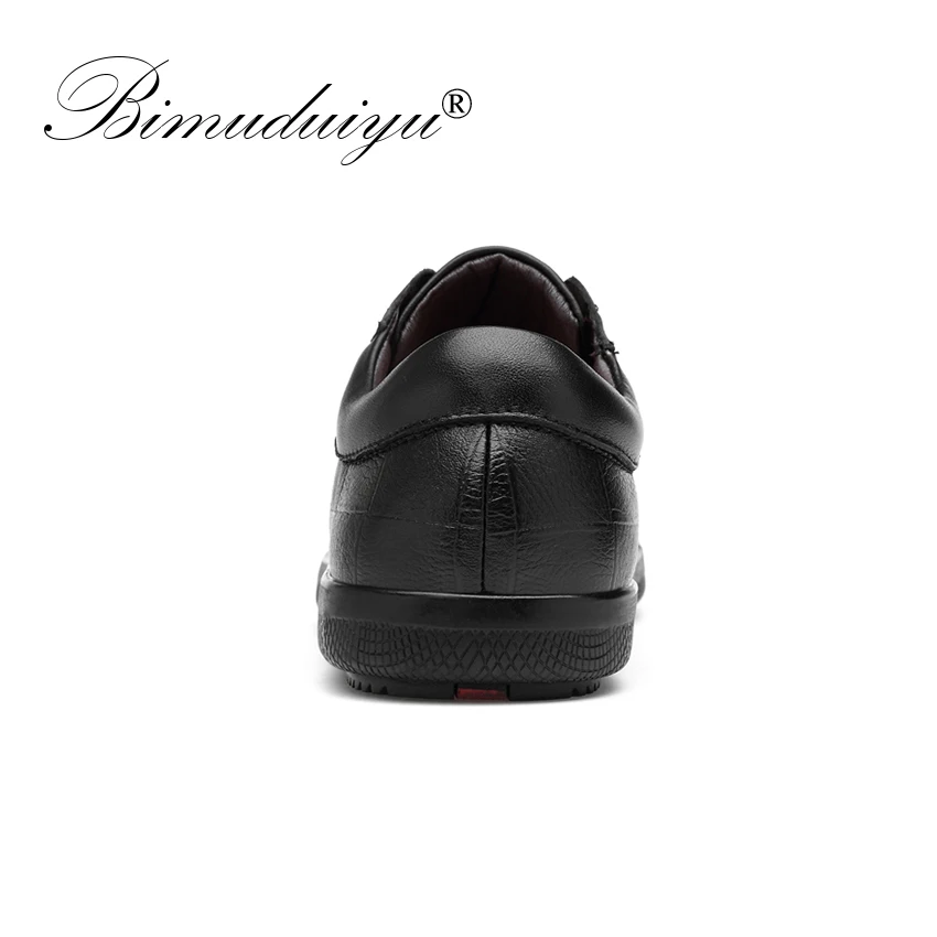 BIMUDUIYU; брендовая мужская обувь из натуральной кожи на шнуровке; дышащая мягкая Осенняя повседневная обувь на плоской подошве; Простые модные кроссовки черного цвета