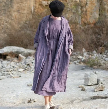 

New products listed in the spring 2019, the original design of high-end loose big yards cotton women dust coat