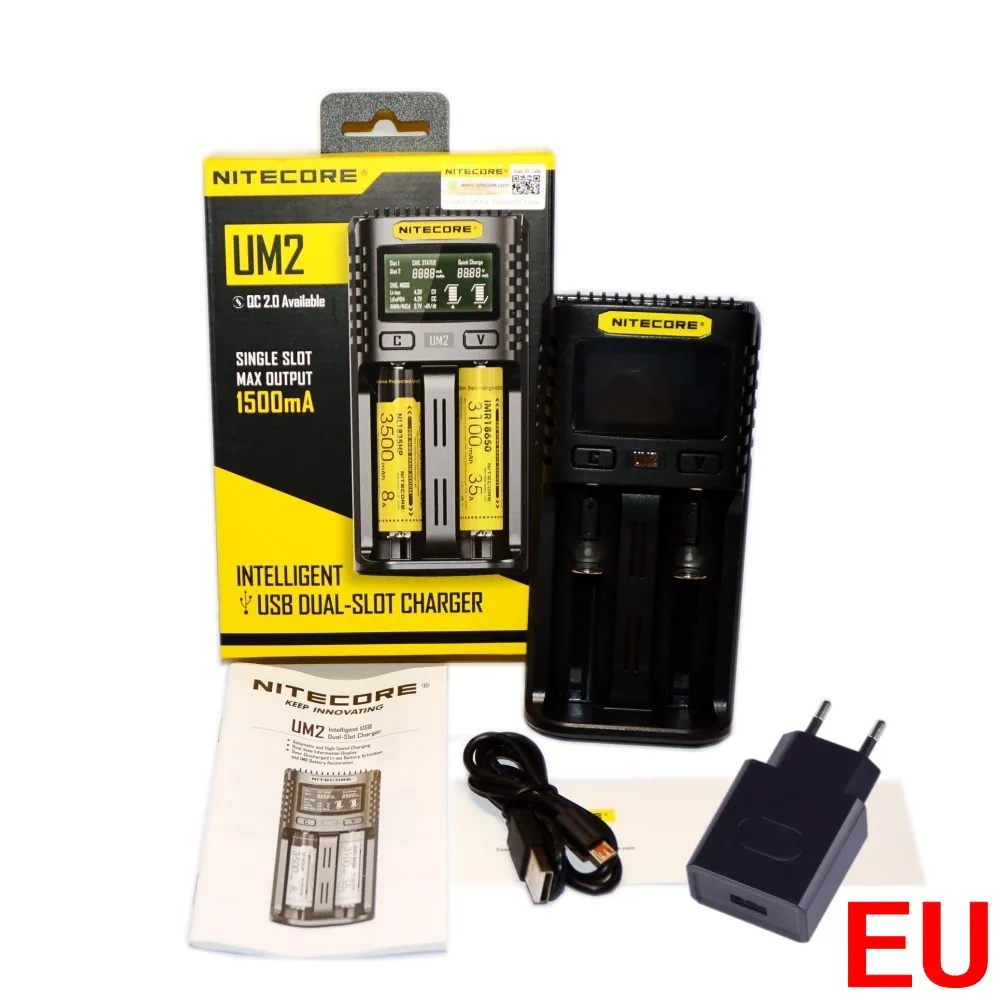 NITECOR UM4 C4 VC4 LCD Смарт зарядное устройство для литий-ионных/IMR/INR/ICR/LiFePO4 18650 14500 26650 AA 3,7 1,2 V 1,5 V батареи D4 - Цвет: um2  eu