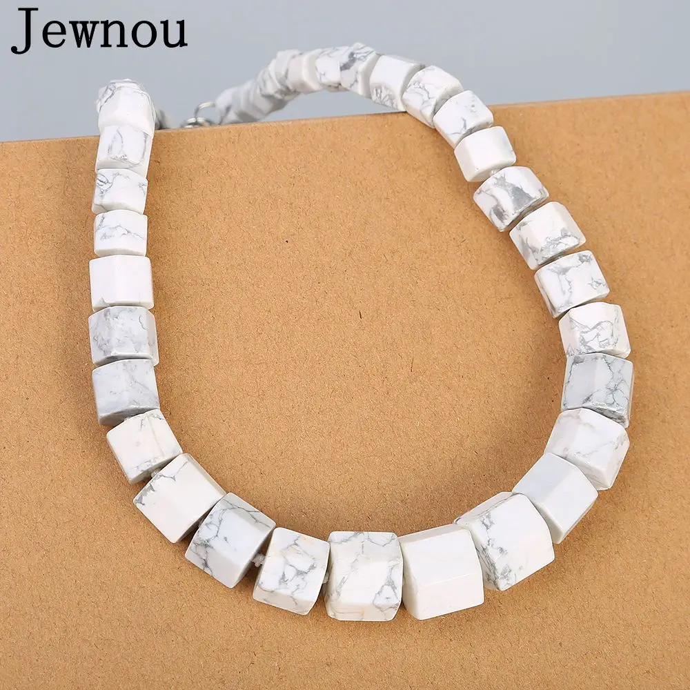 

Jewnou White Turquoise Necklace Reiki Gemstone Bead Elastic Rope Lovers Lucky Jewelry HealthKristal Gift Statement Original Gift