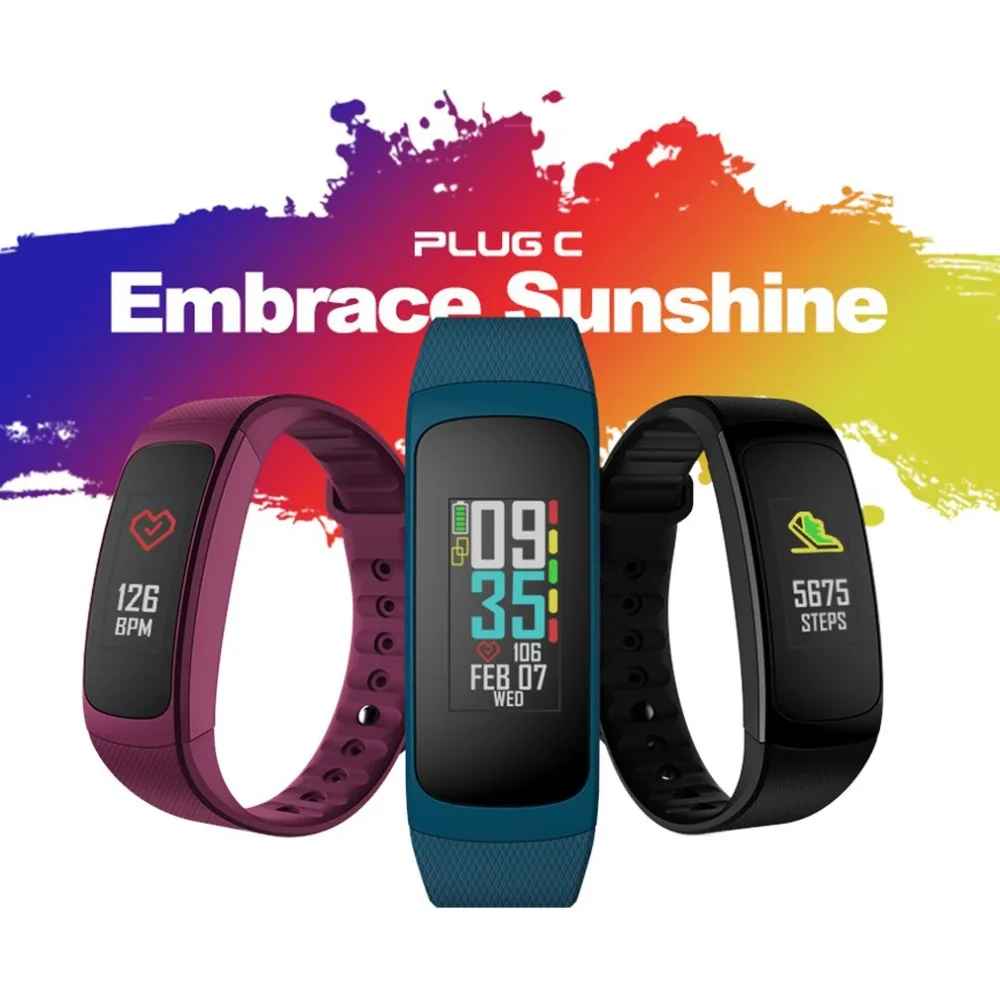 Вилка C Цвет Экран умный Браслет ЭКГ Heart Rate крови Давление мониторинга Спортивный Браслет Шаг Водонепроницаемый Браслет фитнес