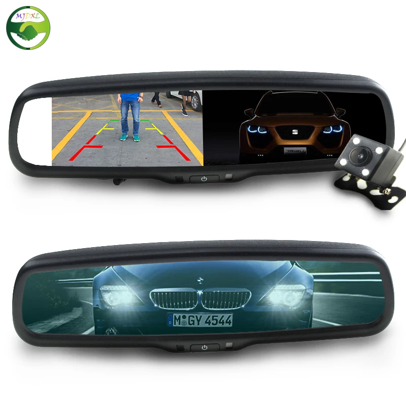 Vehicle 4.3 Inch HD Auto Dimming Original Bracket TFT LCD Car Parking Rear View Rearview Mirror Monitor Video Player 2 CH Input