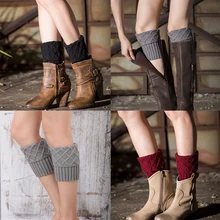 1 пара, Женский Зимний вязаный манжет для ботинок, вязаные ботиночки, носки, гетры, одноцветные гетры для девочек и девушек