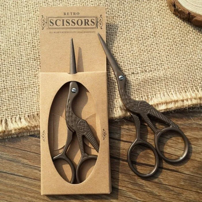 

Retro Mini Stainless Steel Crane Shape Cross Scissors Shears Stitch Sewing Embroidery Tools