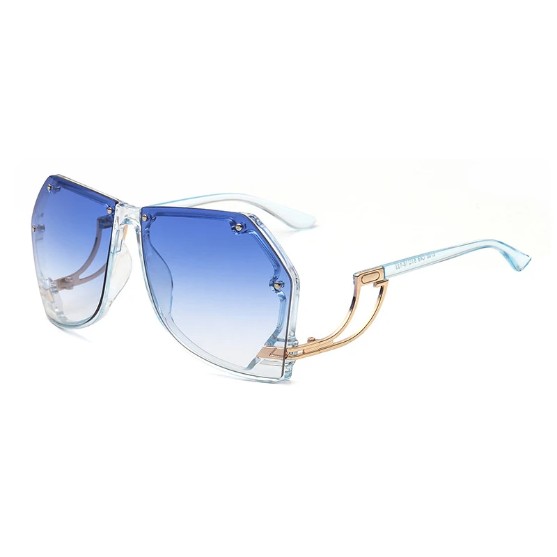 Роскошные винтажные женские солнцезащитные очки без оправы, брендовые дизайнерские негабаритные ретро женские солнцезащитные очки для женщин, женские солнцезащитные очки - Цвет линз: C4 Blue Gradient