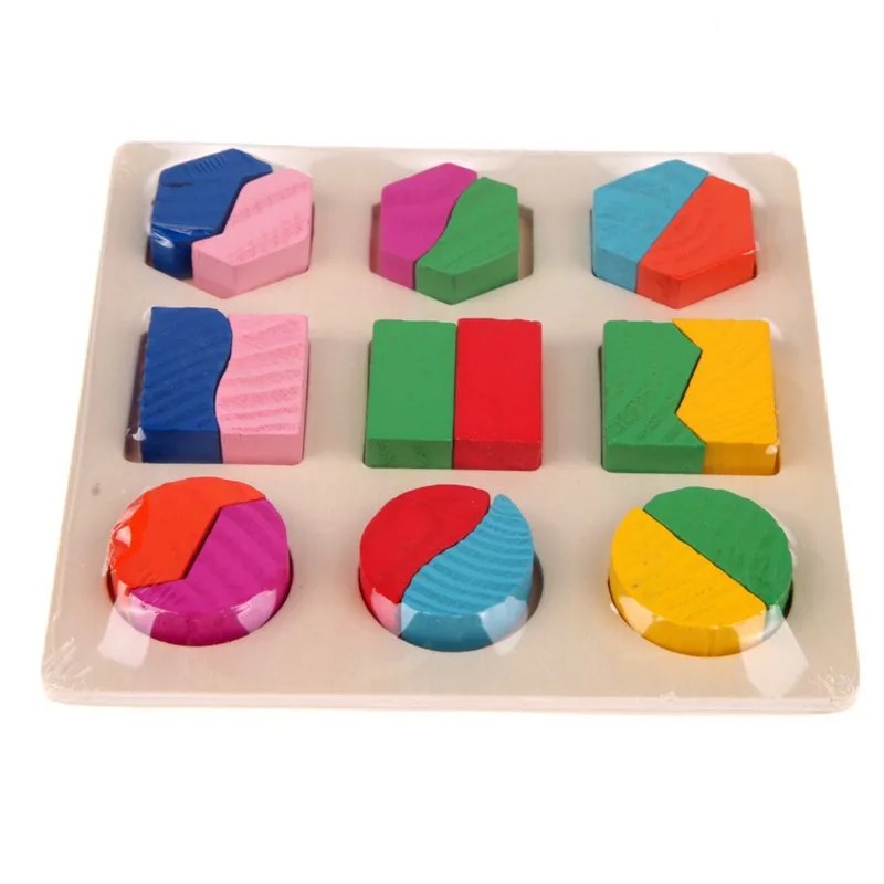 Деревянная геометрическая форма головоломка игрушка красочный Монтессори раннее образование обучающий пазл шаблон подходящая Головоломка Игрушка Подарки