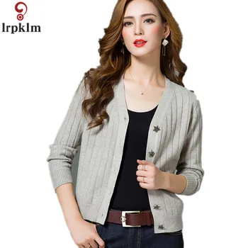 

Women's Tops New Spring/ Autumn Sweater 2018 Fashion Pure Color Cardigan Korean Slim Pocket Thick Knit Sweater Outwear CH240