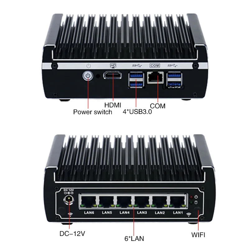  6 Ethernet LAN fanless pfsense Mini PC Intel kabylake core i3 7100u DDR4 ram AES-NI linux server fi