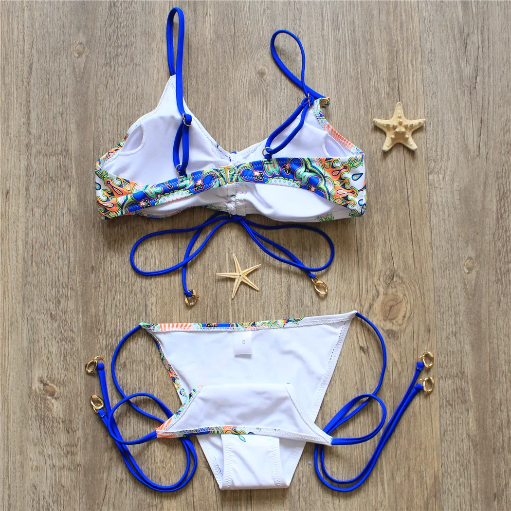 2018 бразильский комплект бикини одежда для плавания женские цветочные бандажные