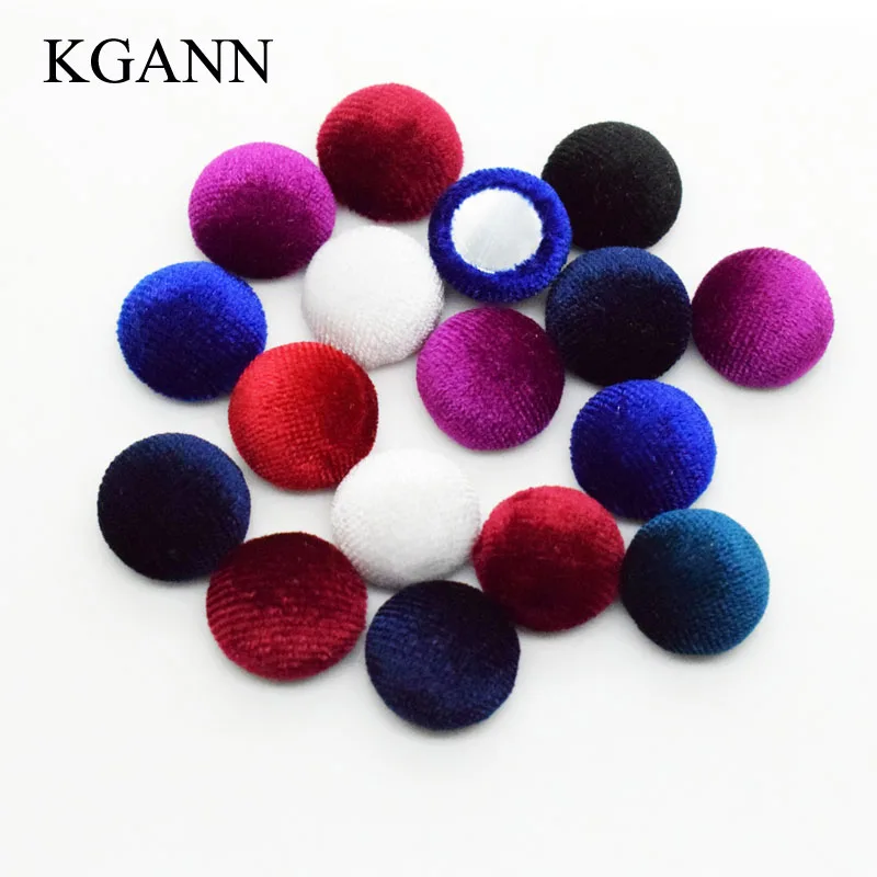 

50pcs 15mm Round Handmade Velvet Fabric Covered Chunky MIX Buttons Flat Backs DIY Decoration Buttons Scrapbooking
